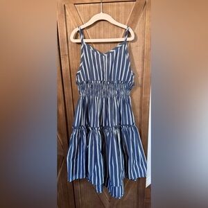 Habitual Hi-Lo Dress, blue with white stripes, Size 12
